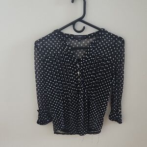Cocomo Black Sheer Blouse with White Polka Dots